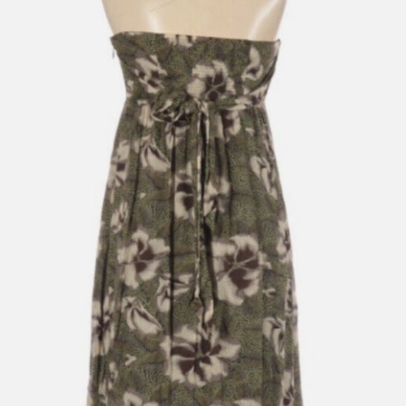 Anthropologie Edme & Esyllte Maxi Dress w Pockets Green Floral - Picture 3 of 4